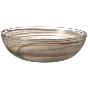 Schale ALABASTRO 28 cm beige aus Glas, flache Schüssel mit breitem Rand