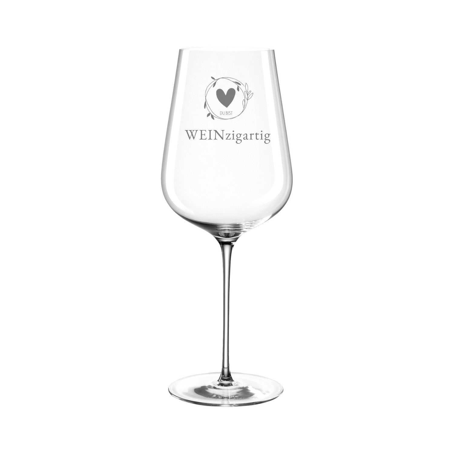 Rotweinglas BRUNELLI mit Gravur "WEINzigartig" und Herzsymbol