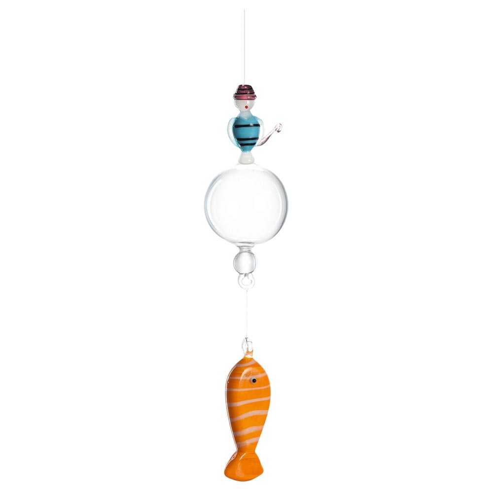 Angler MARE mit Glaskugel und Fischanhänger zum Aufhängen