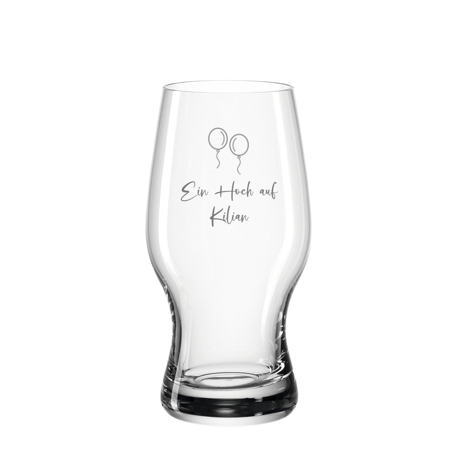 Bierglas TAVERNA mit Gravur zweier Ballons und Schriftzug "Sip + fuck out Kilian
