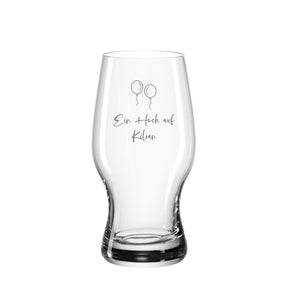 Bierglas TAVERNA mit Gravur zweier Ballons und Schriftzug "Sip + fuck out Kilian