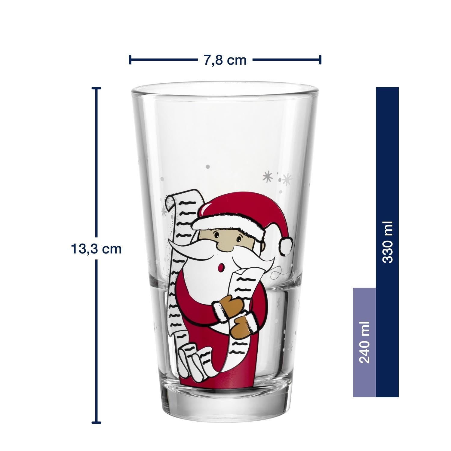 Massangaben zu Trinkglas RIPOSO 330 ml Weihnachtsmann