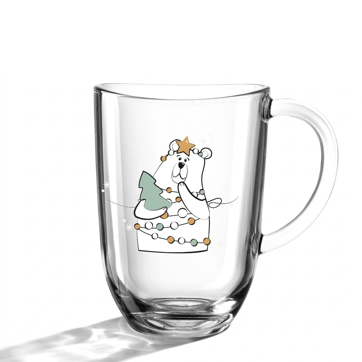Tasse RIPOSO mit Eisbär-Motiv, Weihnachtsdeko und Schneeflöckchen-Verzierung