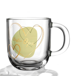 Glastasse EMOZIONE mit grünem Herz und Schriftzug "Bester Opa"