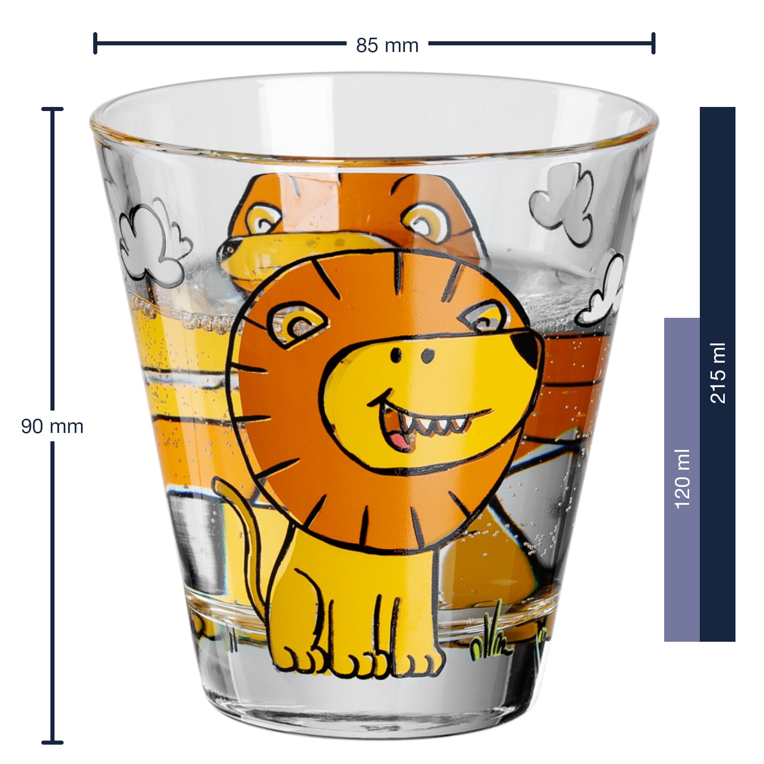 Massangaben zu Kindertrinkset BAMBINI 9-teilig Löwe/Krokodil/Elefant