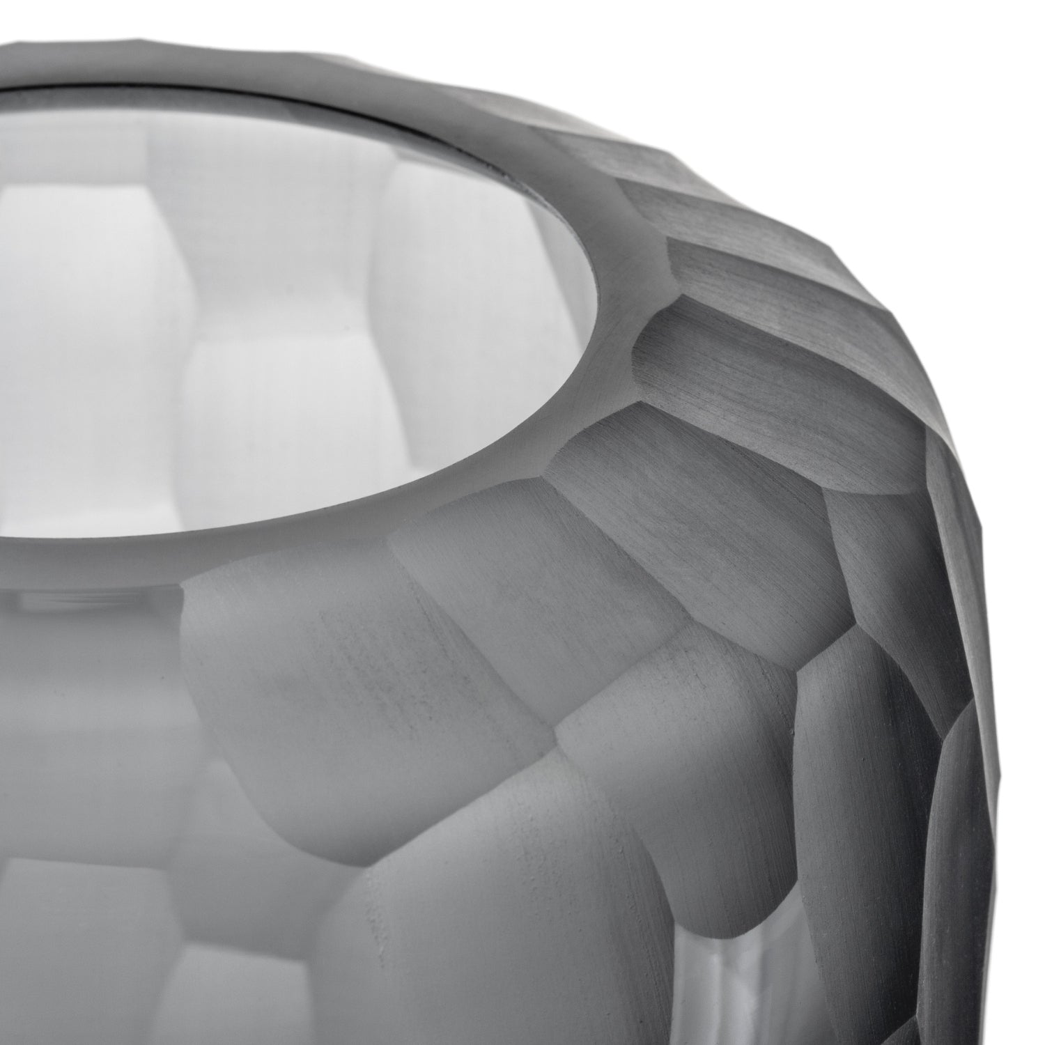 Vase BELLAGIO anthrazit, strukturierte Oberflaeche mit geometrischen Facetten, teilweise Innenansicht sichtbar