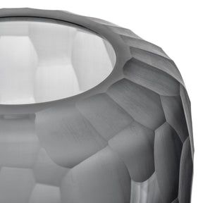 Vase BELLAGIO anthrazit, strukturierte Oberflaeche mit geometrischen Facetten, teilweise Innenansicht sichtbar
