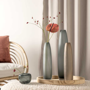 Bodenvase BELLAGIO 34 cm beige mit Trockenblumen in Wohnzimmer-Styling