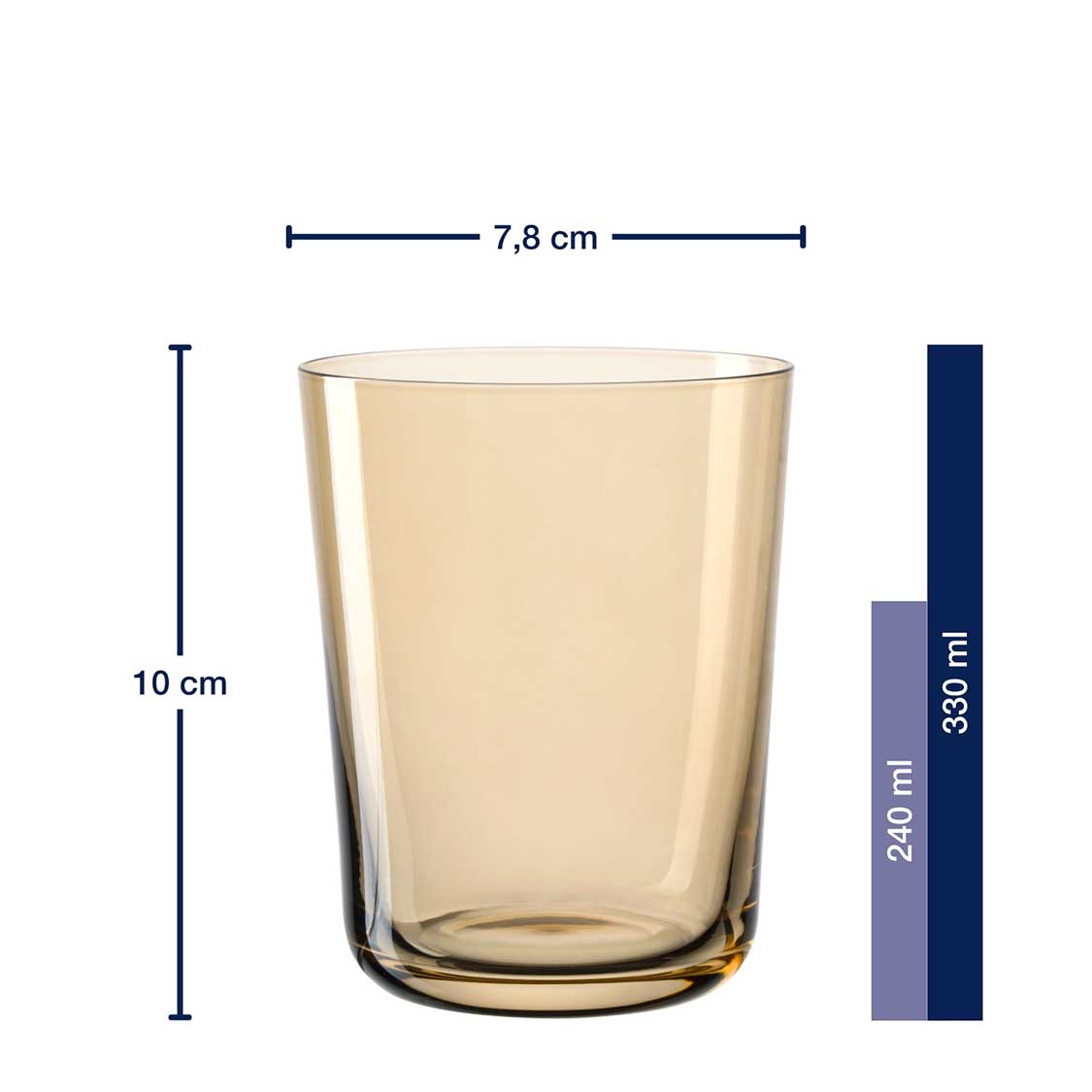 Massangaben zu Trinkglas LEGGERO 330 ml tosca