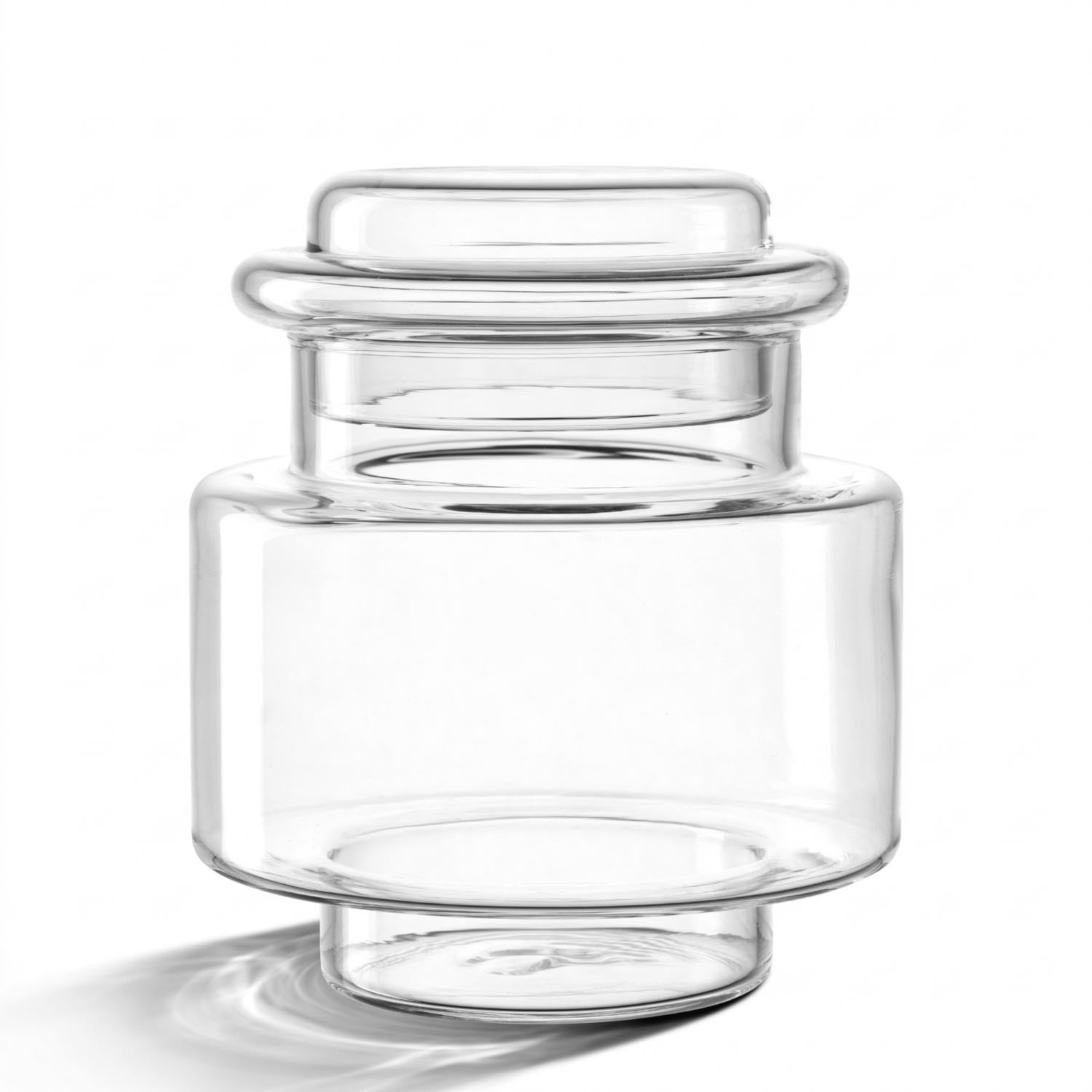 Dose PER TUTTO 16 cm aus klarem Glas mit Deckel, Frontalansicht