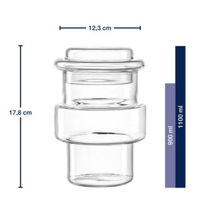 Massangaben zu Dose PER TUTTO 18 cm, stapelbare Glas-Aufbewahrungsdose mit Deckel