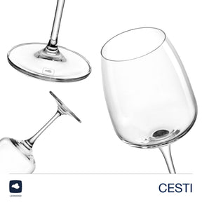 Rieslingglas CESTI von verschiedenen Seiten und Perspektiven dargestellt