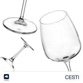 Weißweinglas CESTI mit Poliertuch und Basis-Details