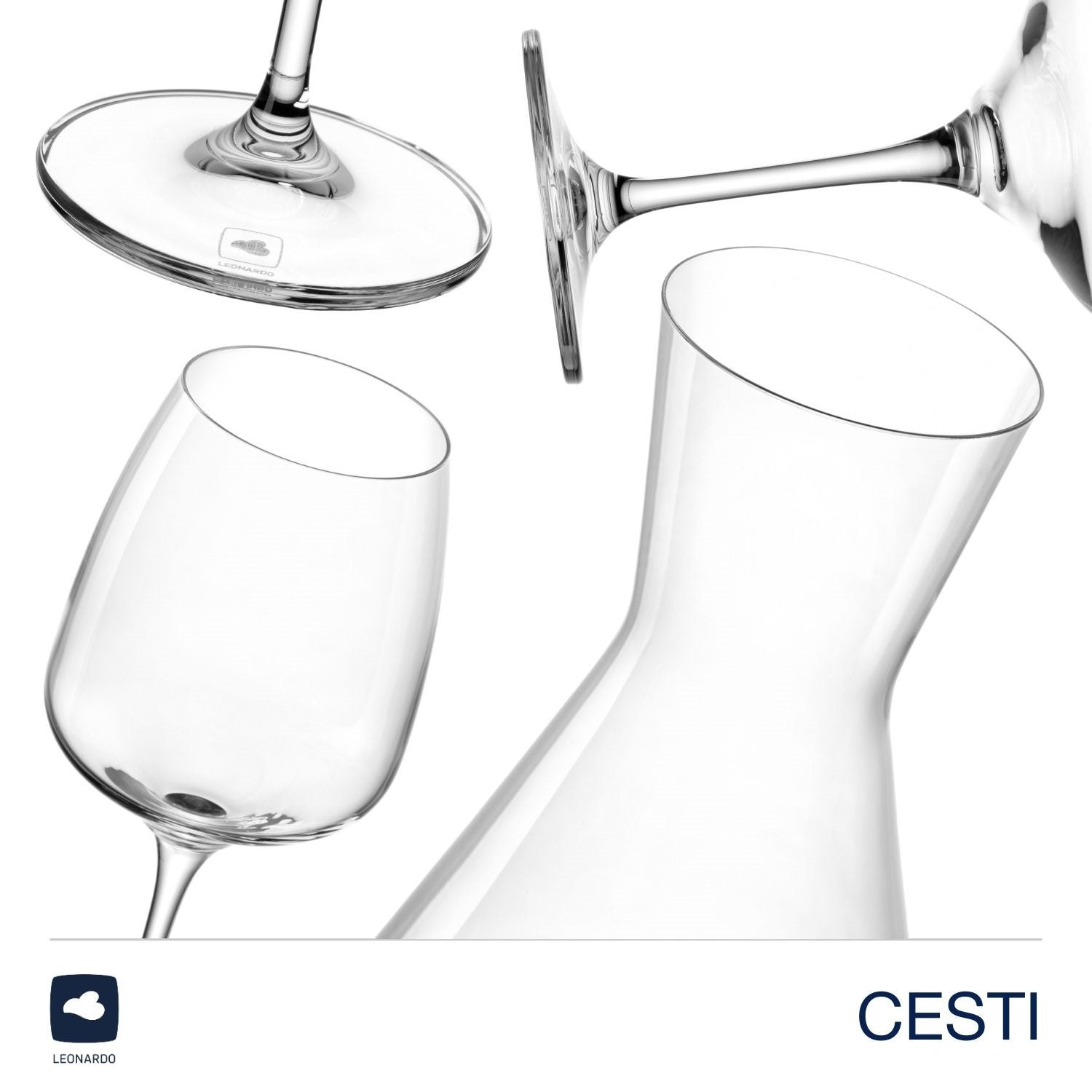Weinset CESTI 3-teilig, zwei Kelchgläser und Poliertuch