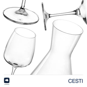 Weinset CESTI 3-teilig, zwei Kelchgläser und Poliertuch