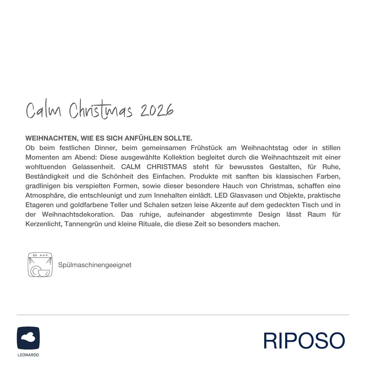 Sterndose RIPOSO in Klarglas mit Produktinformationen und Markenlabel