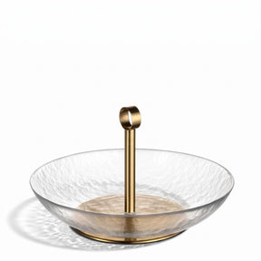 Schale CENA 25 cm gold mit Griff auf weißem Hintergrund