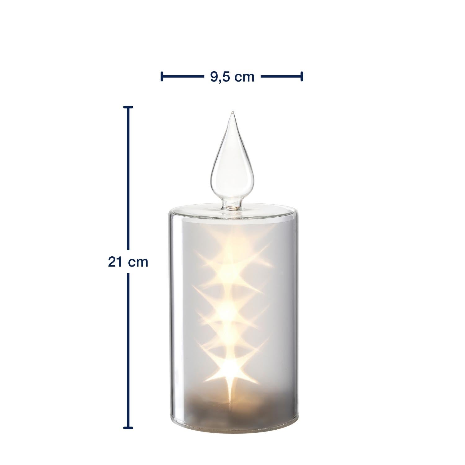 LED Kerze RIPOSO 21 cm weiß mit Massangaben