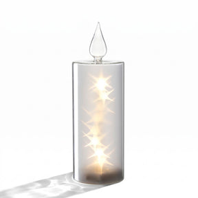 LED Kerze RIPOSO mit brennender Flamme und leuchtenden Sternen, freistehend
