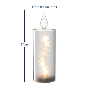 Massangaben zu LED Kerze RIPOSO 27 cm weiß mit brennender Flamme