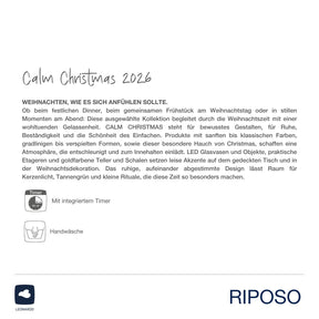 LED Vase RIPOSO mit Produktinformationen und Pflegeanleitung