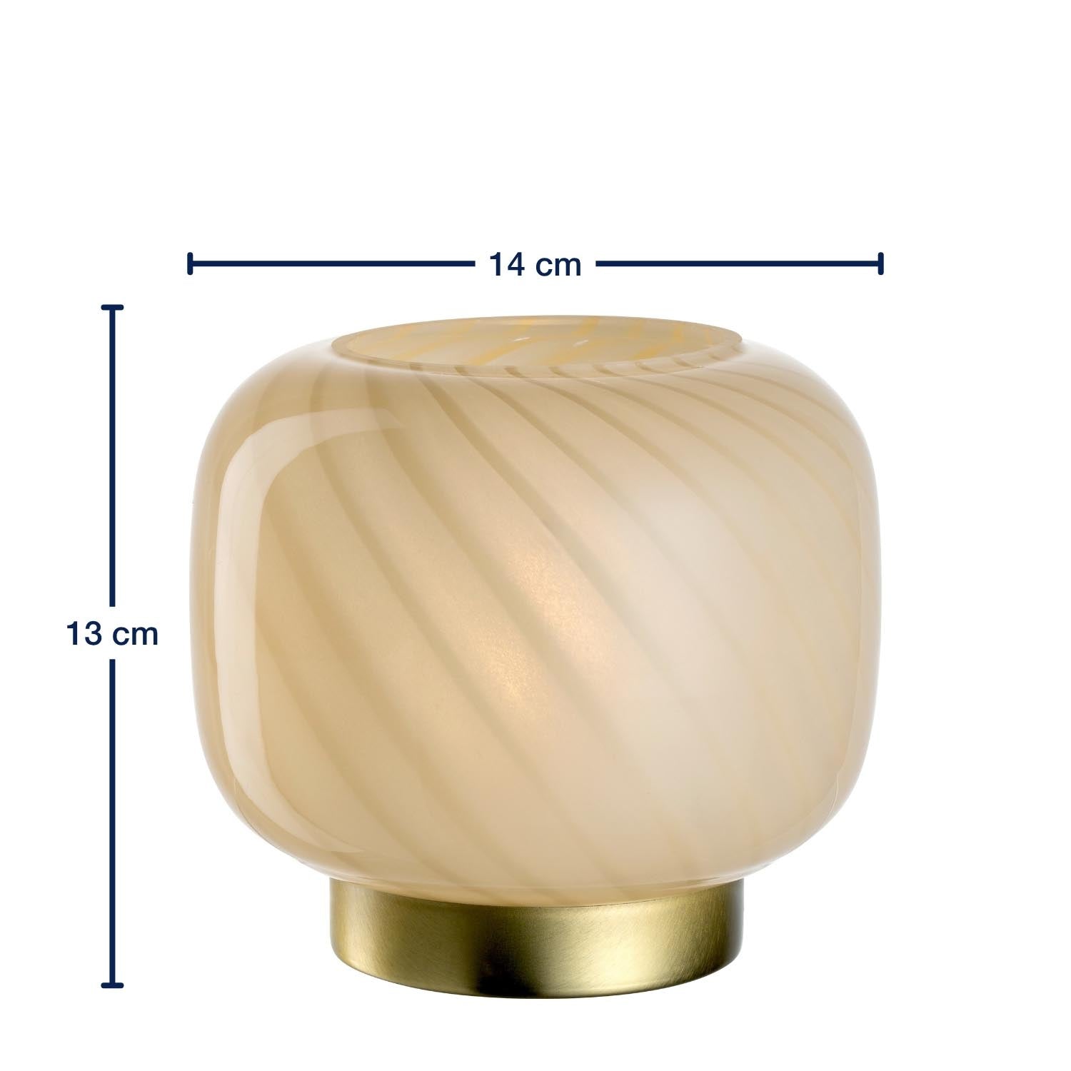 Massangaben zu LED Lampe RIPOSO 13 cm beige mit Messskala