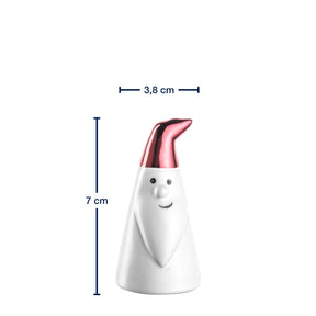 Massangaben zu Weihnachtsmann GIANNI, weiße Figur mit roter Mütze
