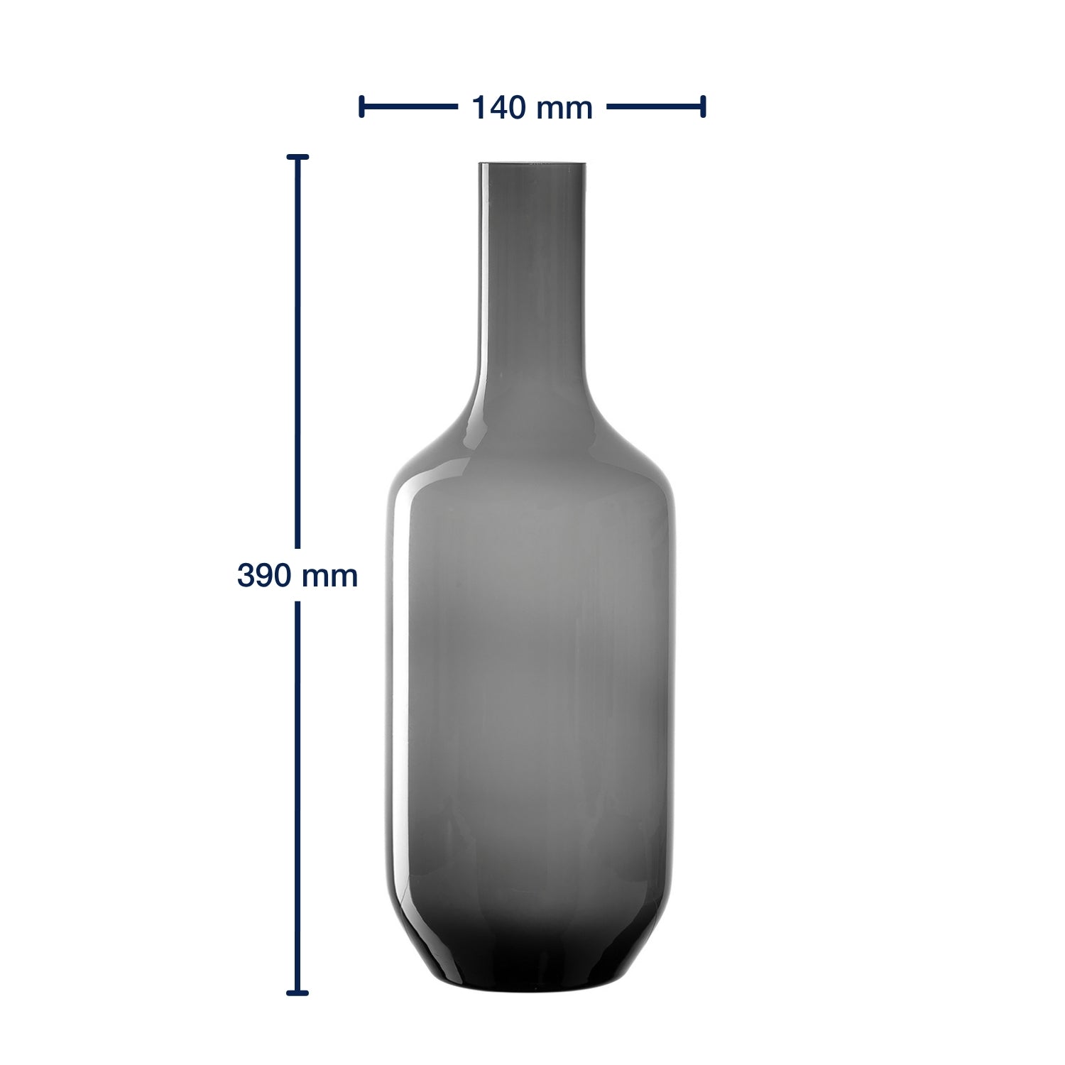Massangaben zu Vase MILANO 39 cm grau