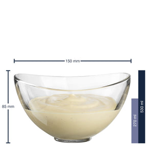 Müslischale LOOP 15 cm mit Massangaben, gefüllt mit Joghurt
