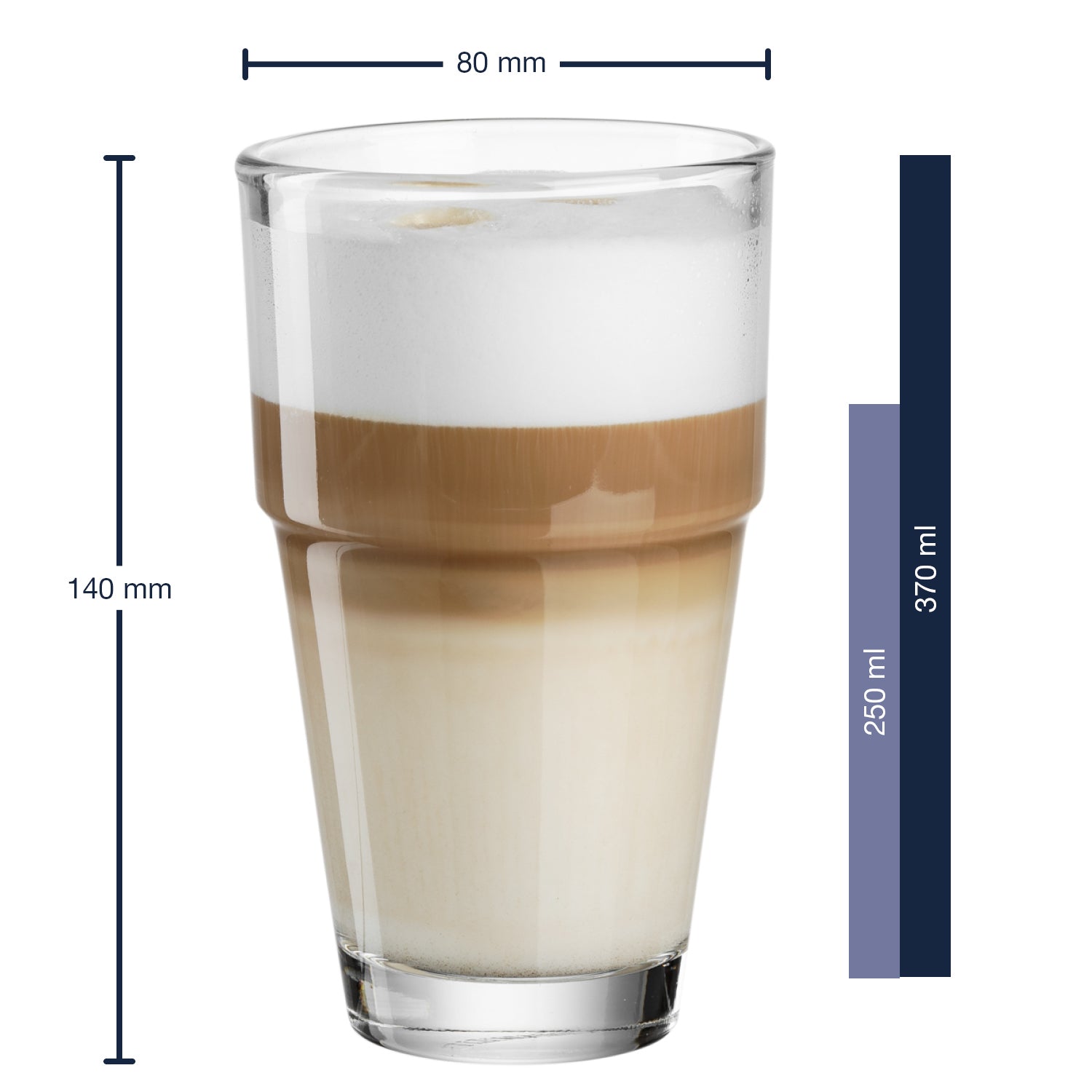 Massangaben zu Becher 410 ml SOLO mit Kaffeegetränk gefüllt