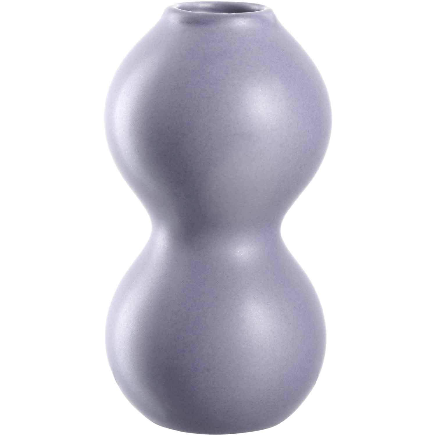 Keramikvase VIVACE in Lila mit geschwungener Doppelkugel-Form