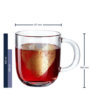 Massangaben zu Tasse EMOZIONE 400 ml Fingerabdruck Herz mit rotem Inhalt