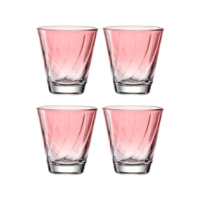 Vier rote Trinkgläser TWIST 215 ml in 2x2 Anordnung