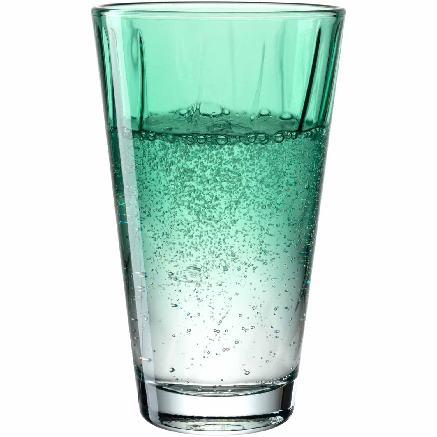 Trinkglas TWIST mit Mineralwasser und Kohlensäurebläschen gefüllt