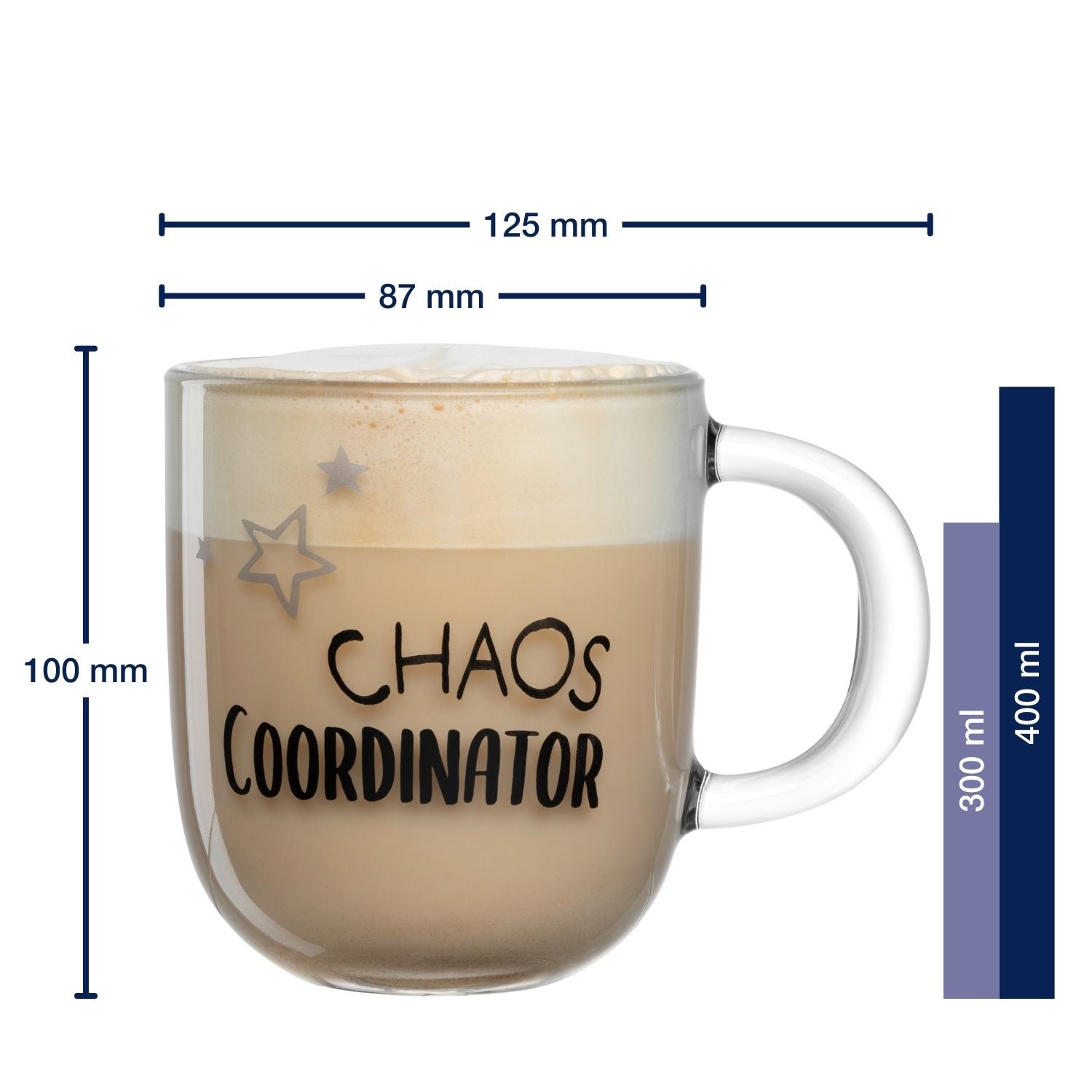 Massangaben zur Tasse UFFICIO 400 ml 'CHAOS COORDINATOR