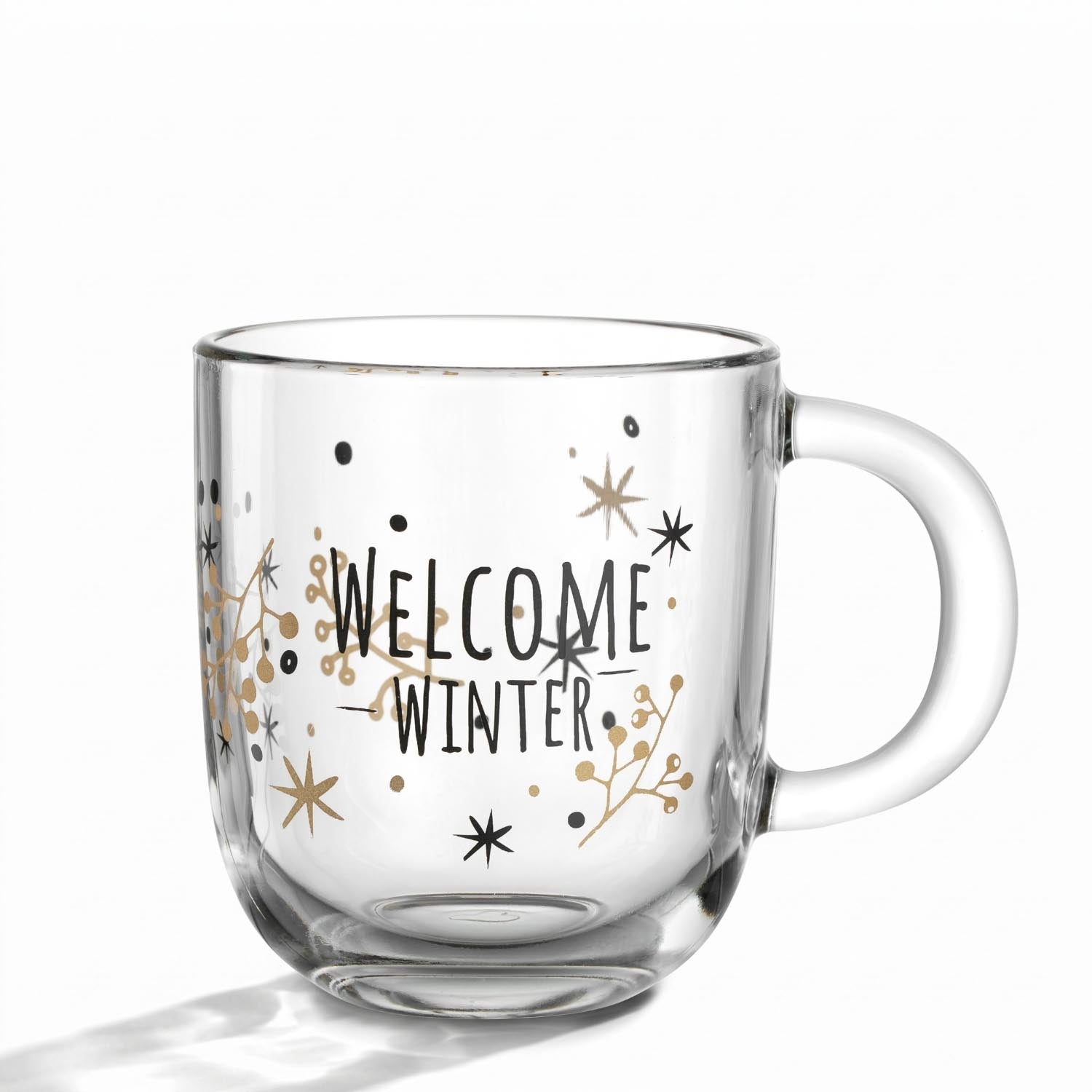 Tasse RIPOSO mit "WELCOME WINTER" Schriftzug und winterlichen Dekorelementen