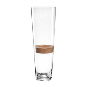 Vase MAGICO mit Holzeinsatz, klares Glas, Holzband in der Mitte