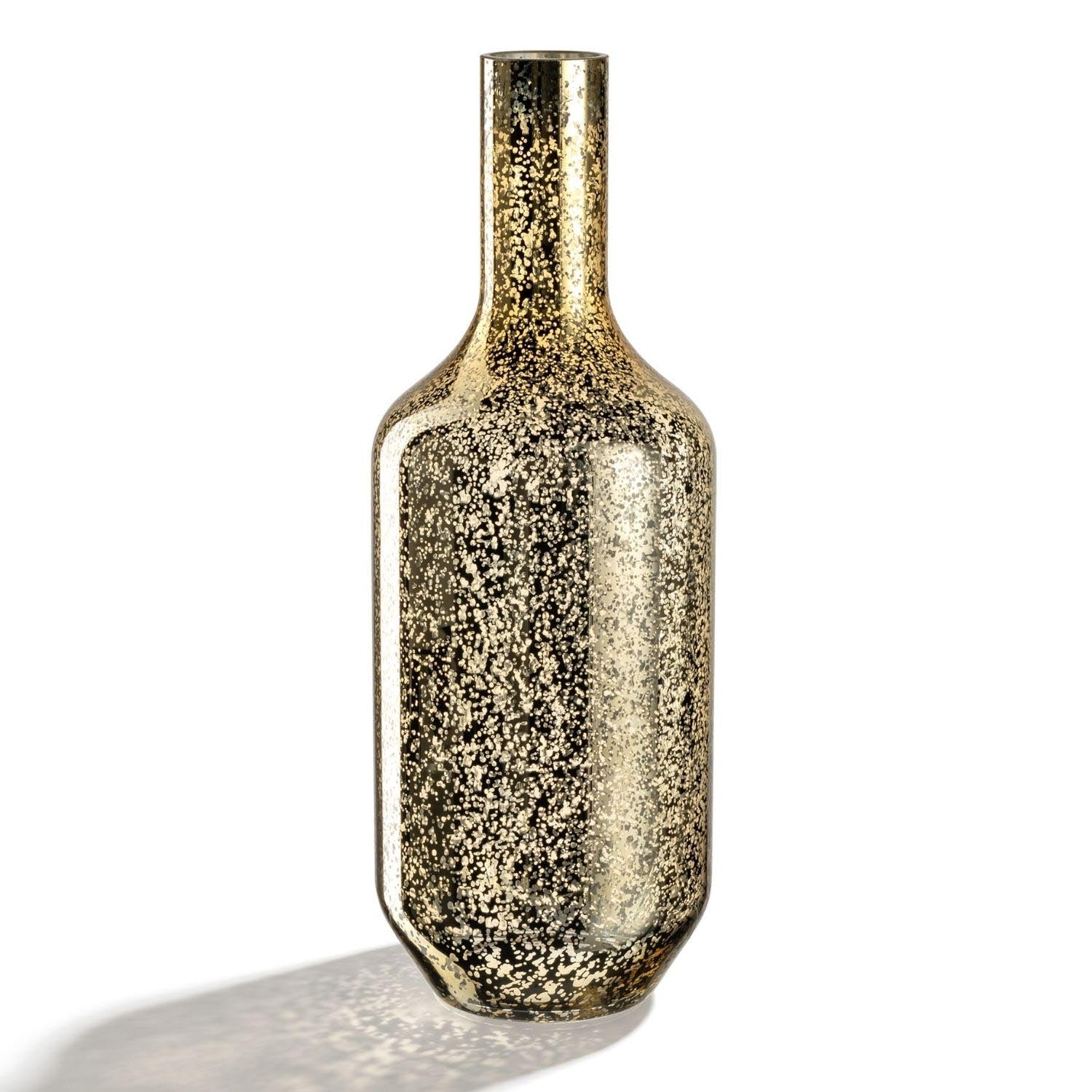 Vase 50 cm gold gesprenkelt MILANO mit glänzender, strukturierter Oberflächenfinish vor weißem Hintergrund