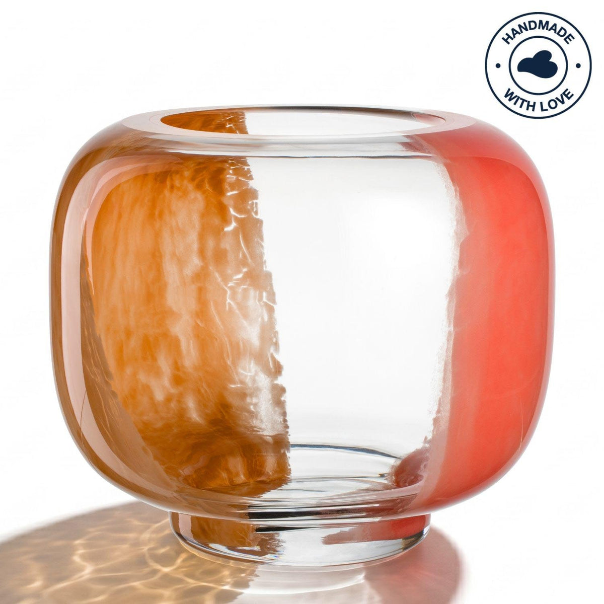 Vase CIPRIA DUE aus Glas in Apricot und Lachs, rundliche Form