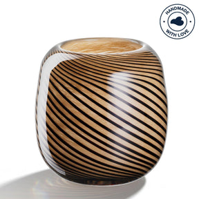 Vase FILO COLORI mit diagonal verlaufenden braunen und weißen Linien