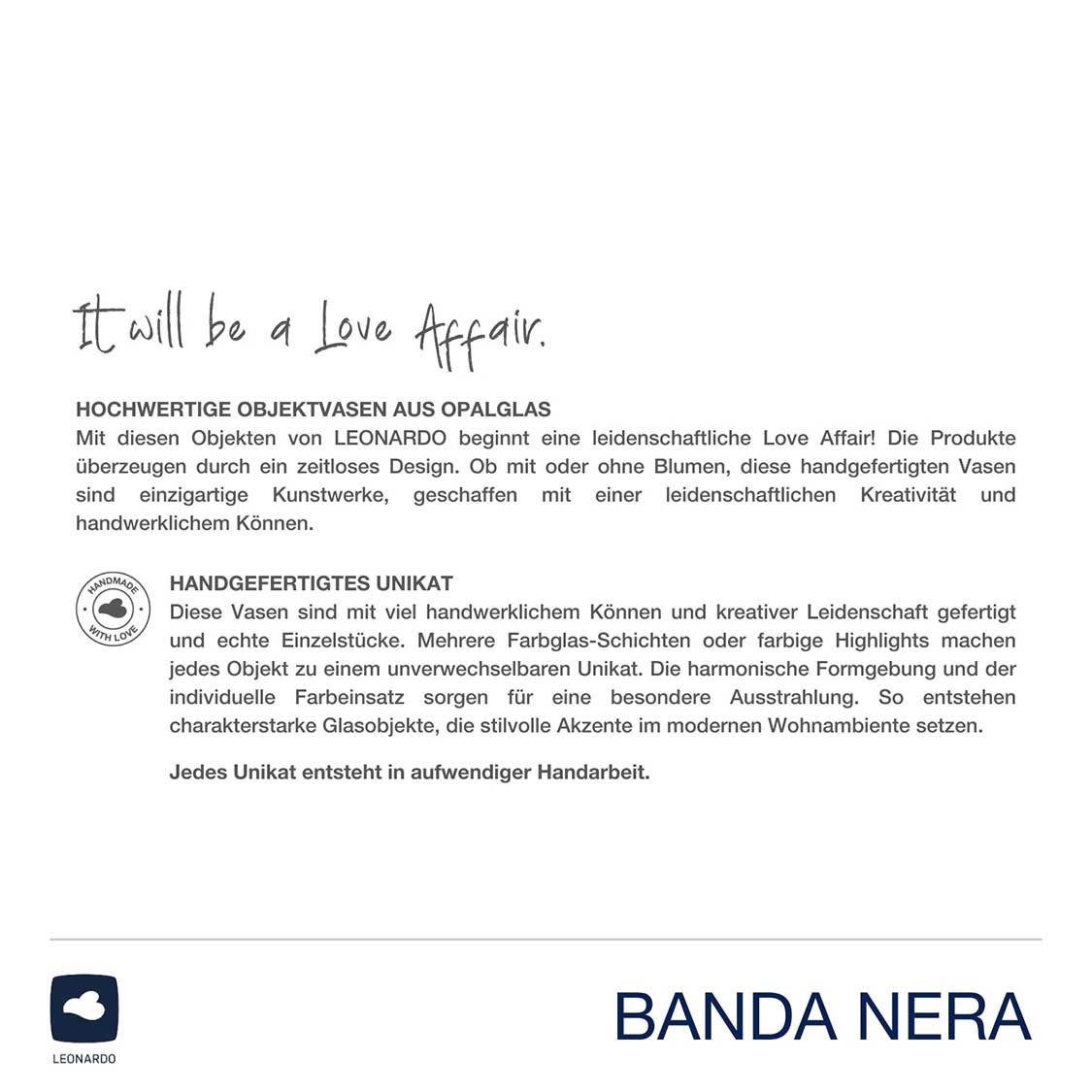 Vase BANDA NERA, schwarzes Glas, Produktinformationen und Beschreibung
