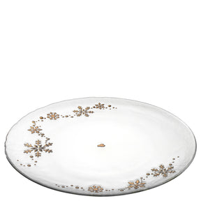 Teller 32cm AUTENTICO aus Glas mit goldfarbenen Schneeflocken-Dekoren