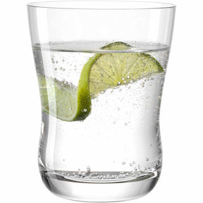 Trinkglas VITA mit Limettenscheiben in Mineralwasser mit Eiswürfeln