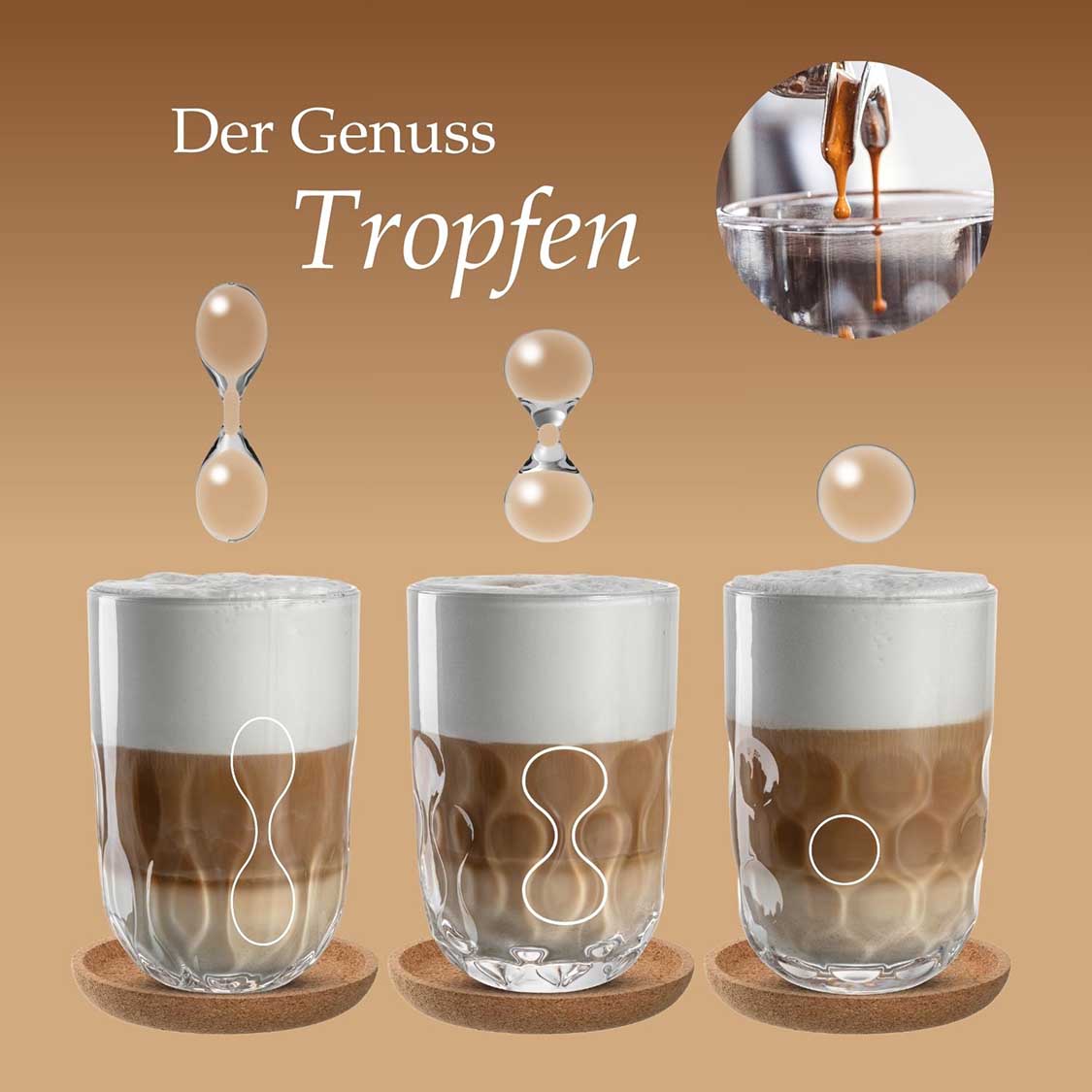 Drei Latte Macchiato Gläser GOCCE mit Tropfen-Design, Anleitung zur Zubereitung