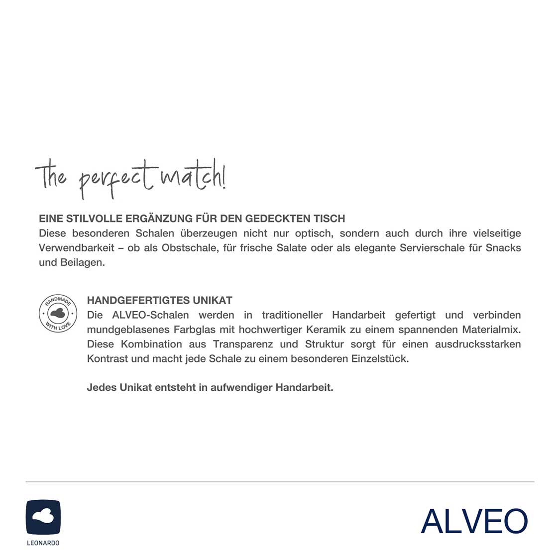 Schale ALVEO 26 cm taupe, Produktinformation und Handarbeit-Unikat-Siegel