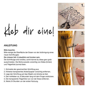 Anleitung zur Beschriftung der Dose FORMA X mit Schere und Pastaschrift