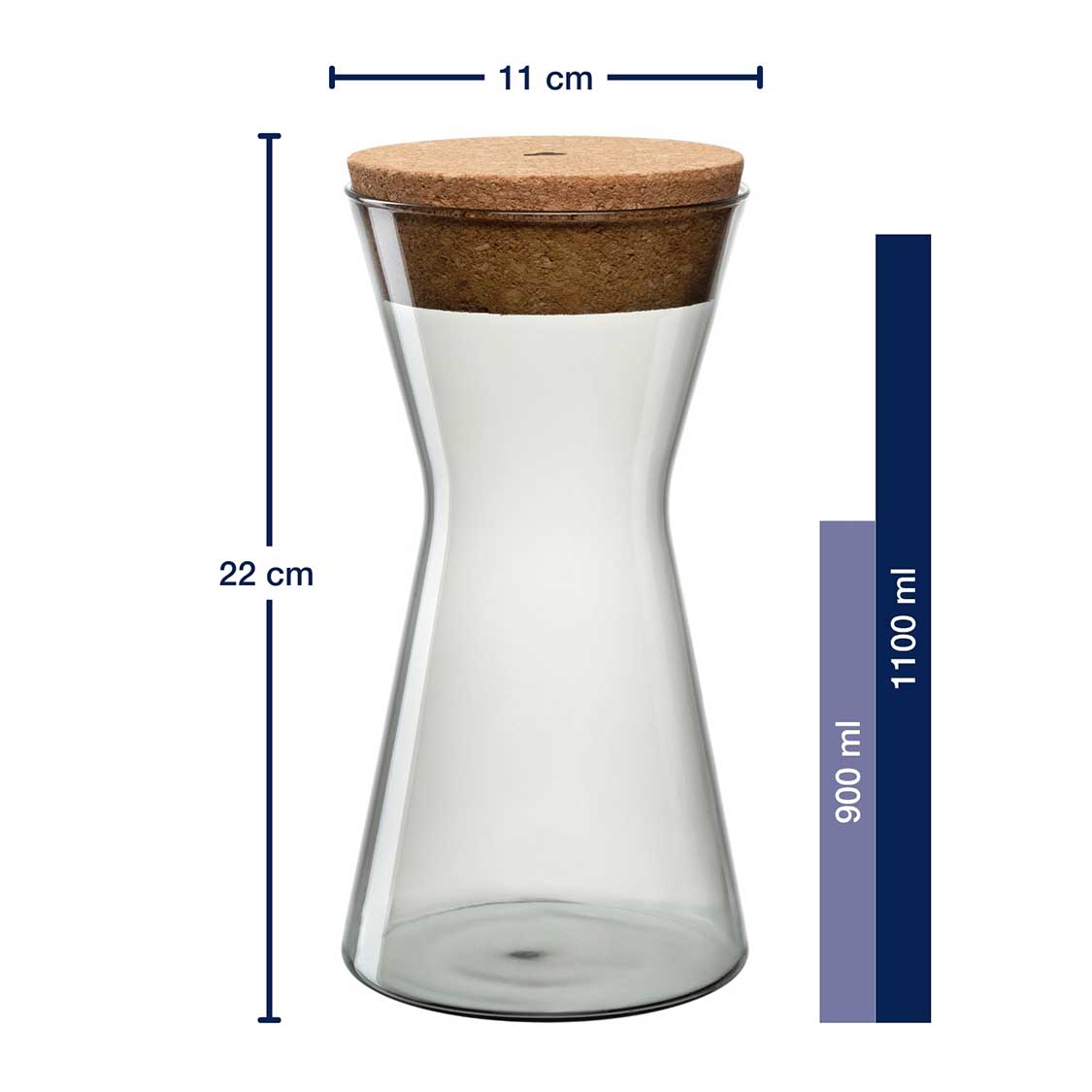 Massangaben zu Dose FORMA X 22 cm grau mit Korkdeckel