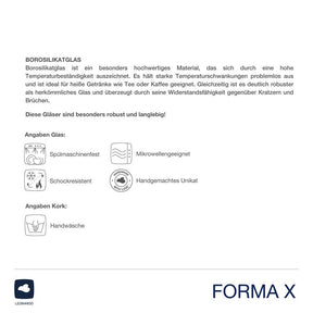 Produktinformationen und Pflegeanleitung für Borosilikatglas-Dose FORMA X