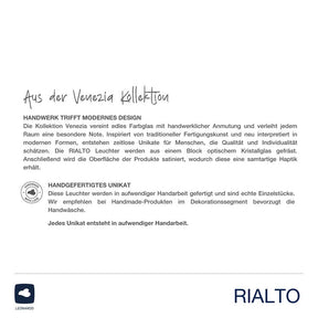 Leuchter RIALTO satiniert mit Produktinformationen und Handwerkssiegel