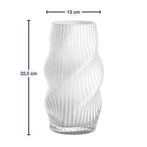 Massangaben zur Vase VERDI, weiße Glasvase mit strukturierter Oberfläche